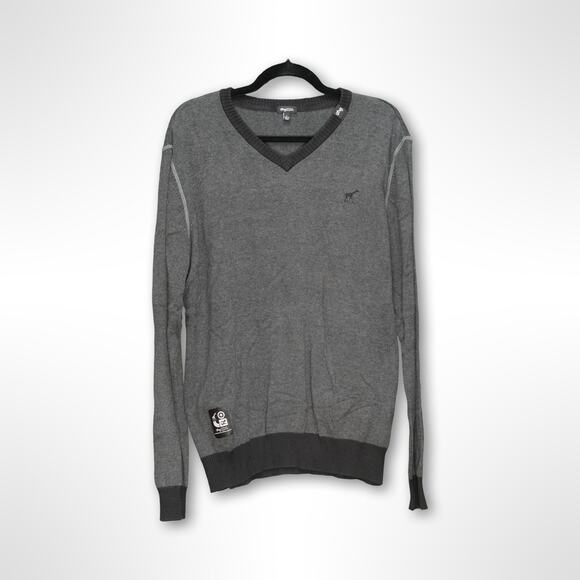 LRG Grey V-Neck Long Sleeve Sweater - Men's Regular Fit - Picture 1 of 2